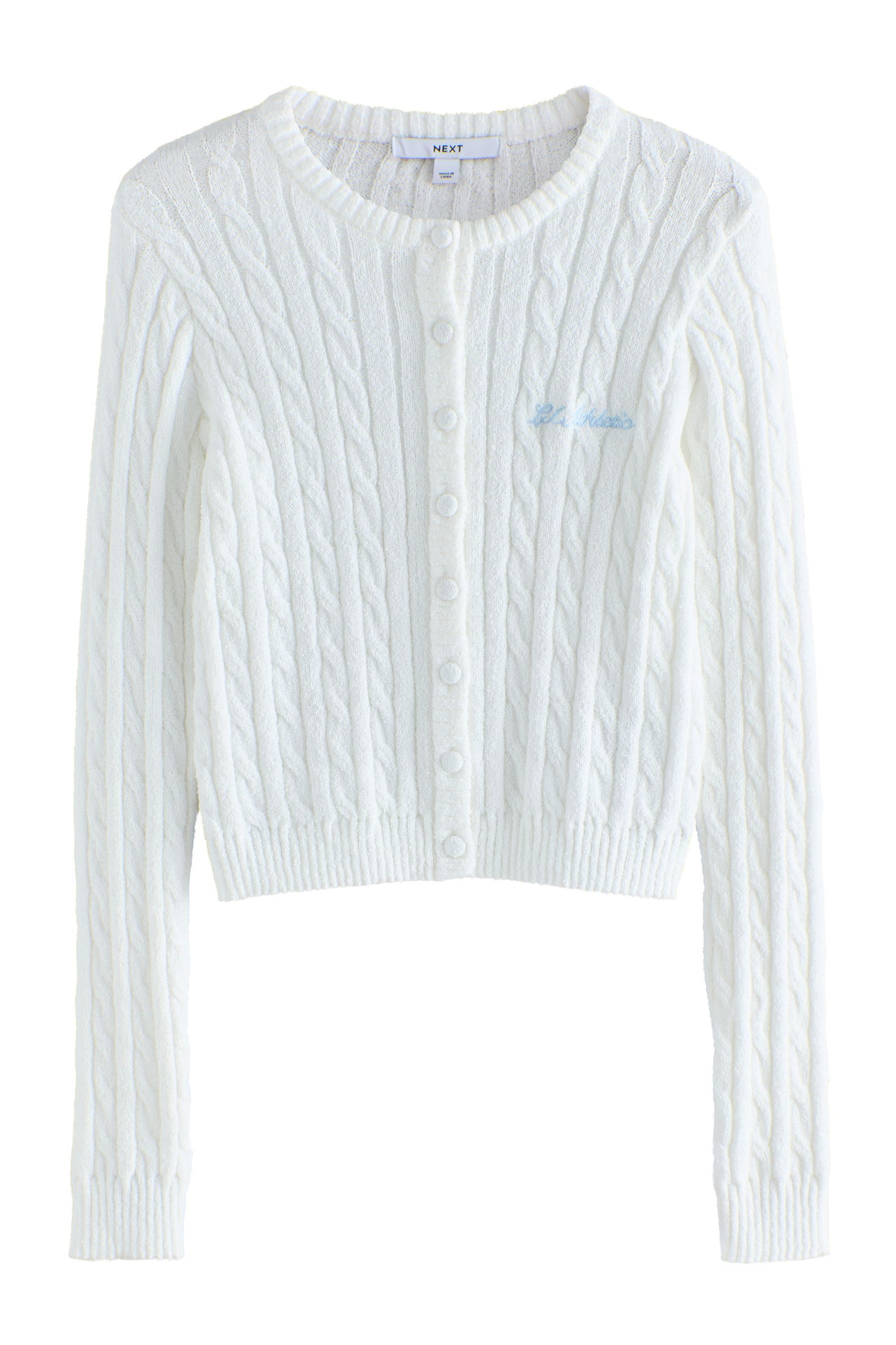 Next Strickjacke Strickjacke aus Frottee mit schmalem Zopfmuster (1-tlg)