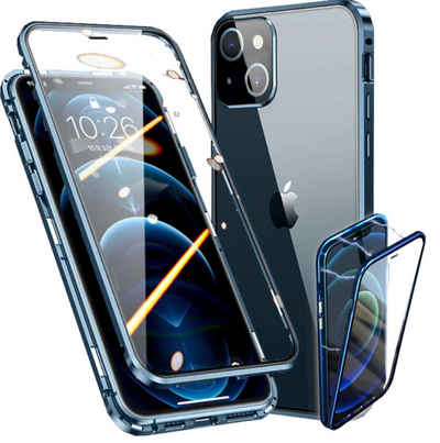 Wigento Handyhülle Beidseitiger 360 Grad Magnet / Glas Case Bumper für Apple iPhone 13 Handy Tasche Case Hülle Cover New Style