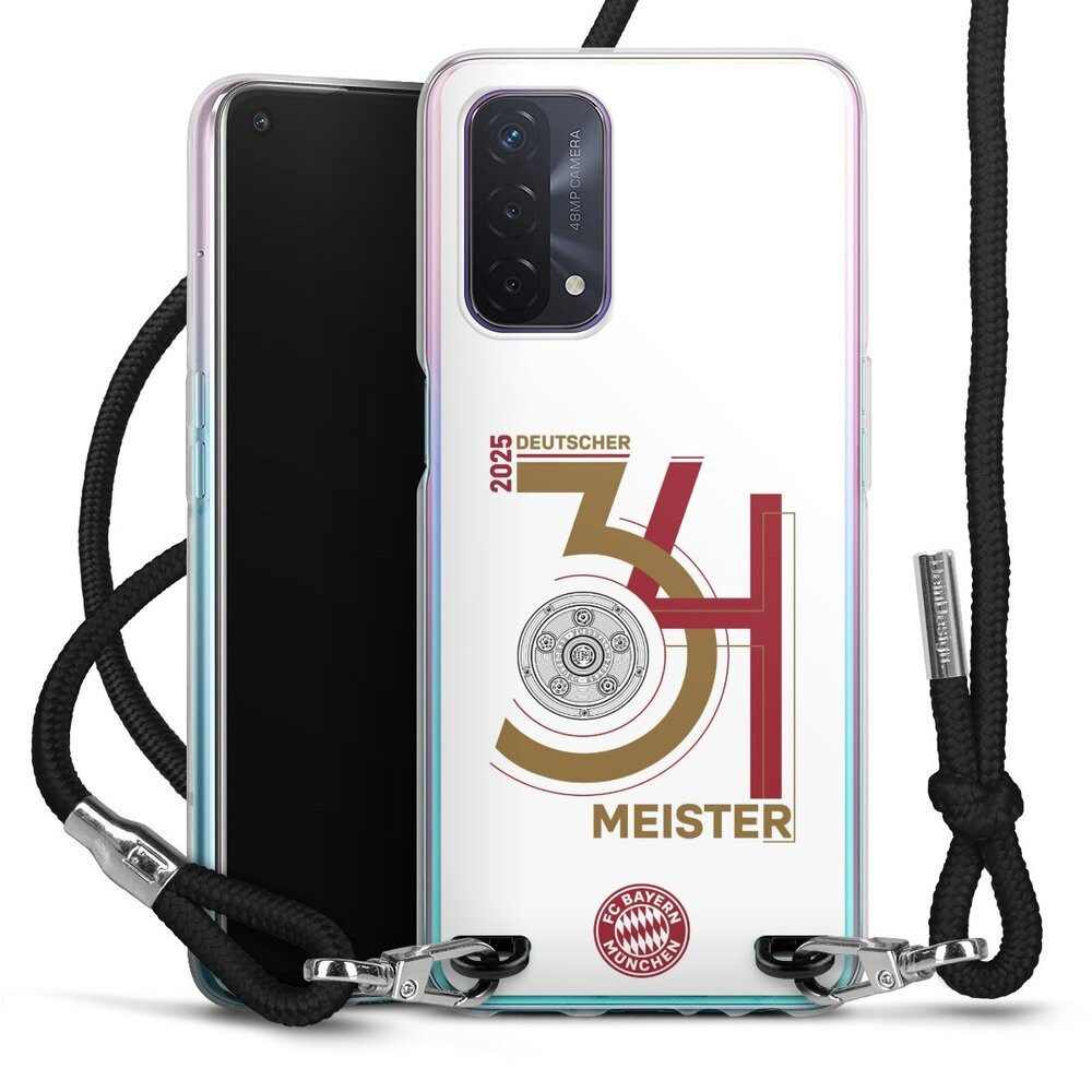DeinDesign Handyhülle FC Bayern München Meister Offizielles Lizenzprodukt, Oppo A54 5G Handykette Hülle mit Band Case zum Umhängen