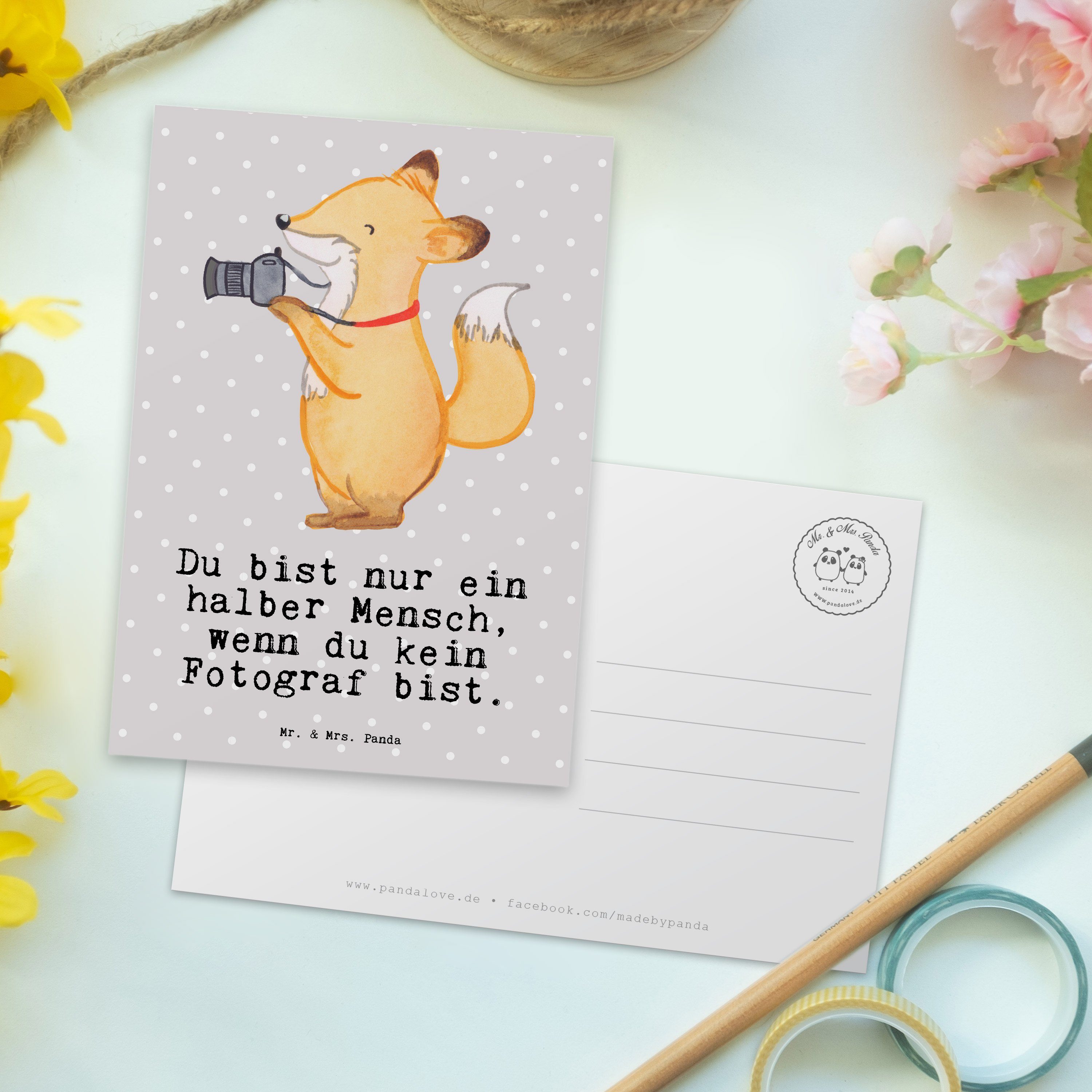 Mrs. Mr. Fotograf Grau Ausbildung, Postkarte Paparazzi, Panda Herz Pastell Geschenk, & F mit - -