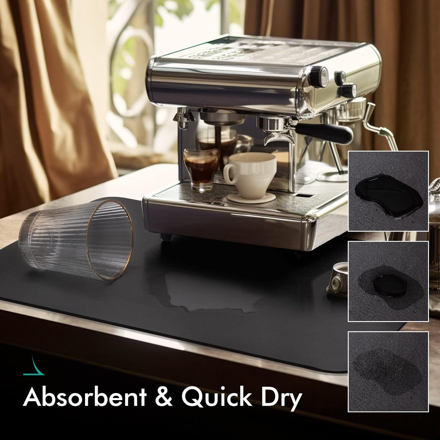 FELIXLEO Abtropfmatte Kaffeematte saugfähig 50x30 cm Küchenmatte Kaffeemaschine