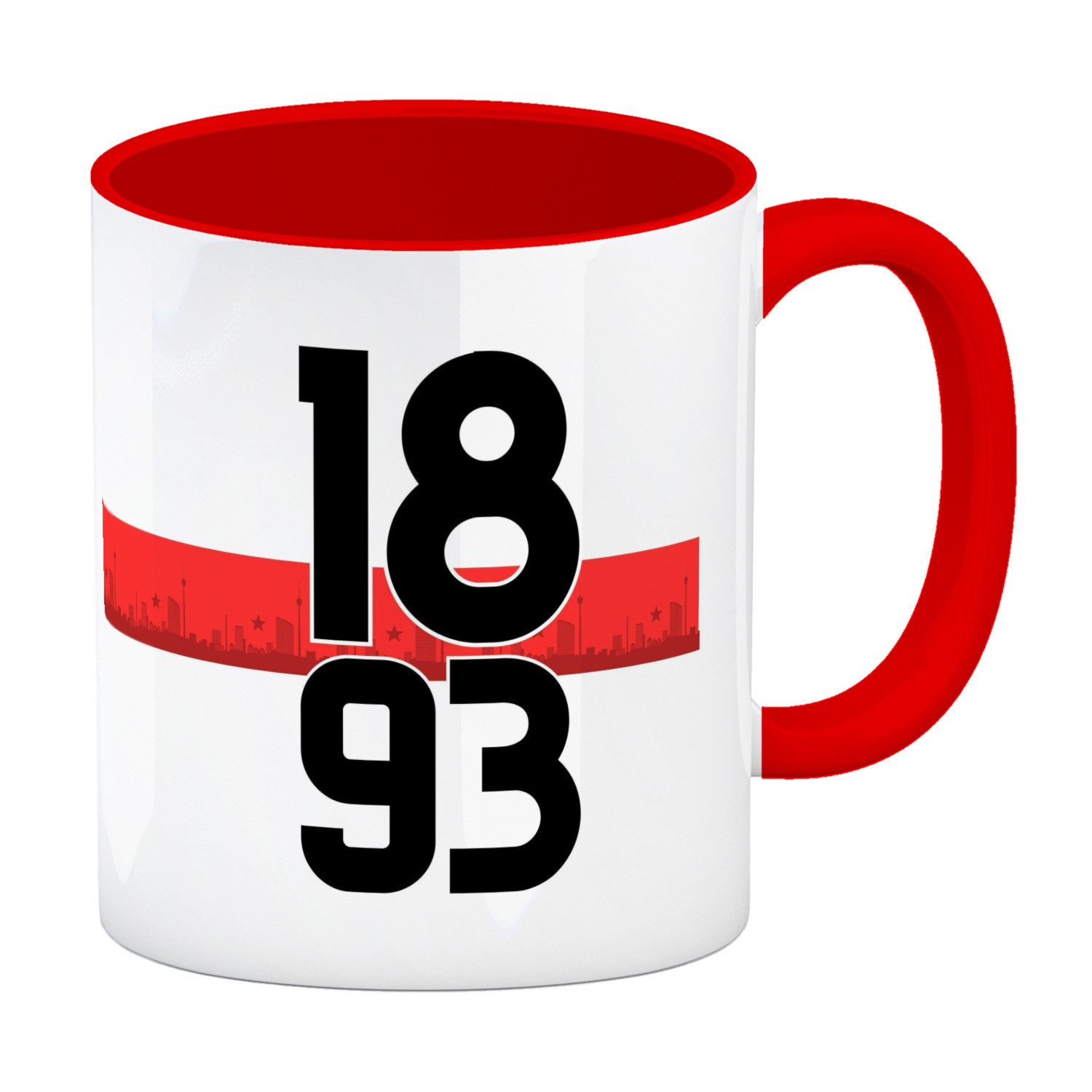 speecheese Tasse Stuttgart Brustring 1893 Kaffeebecher in rot mit Skyline