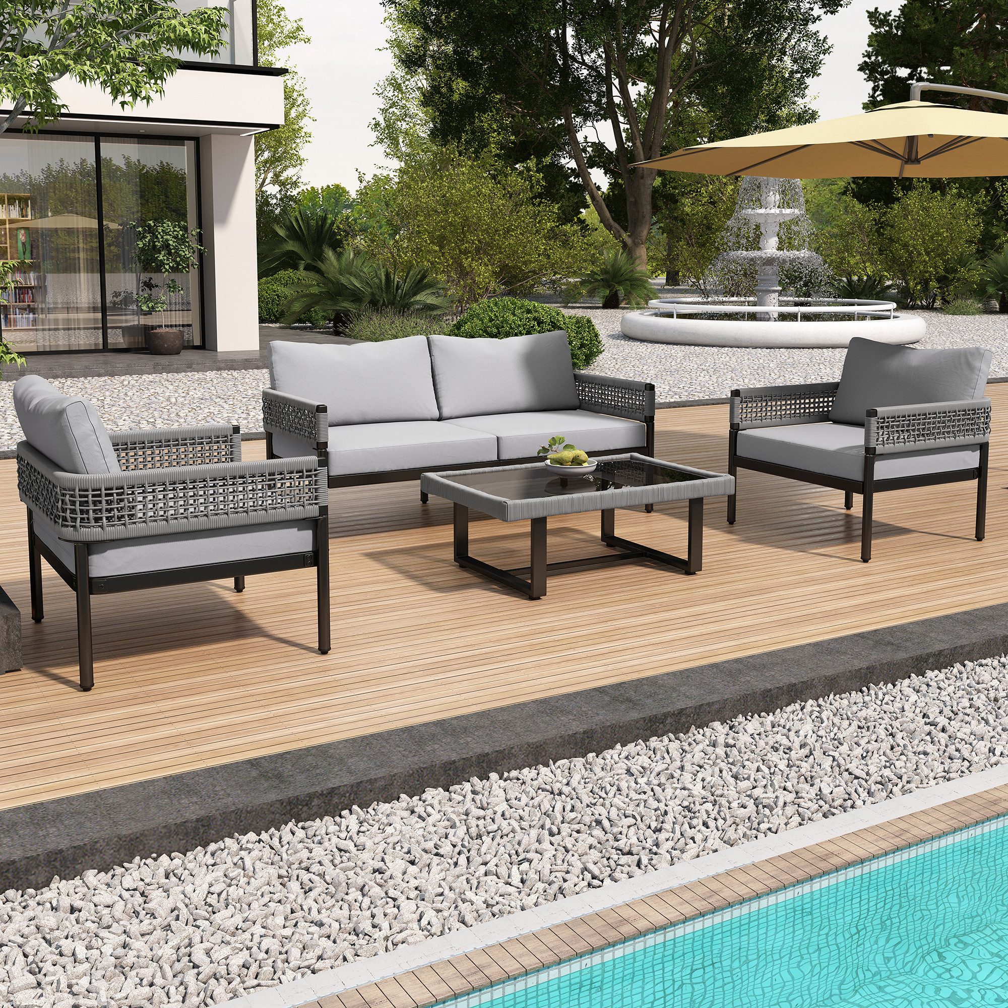 TavilaEcon GartenloungeSet Gartenmöbel Set aus Seil, Rope Lounge