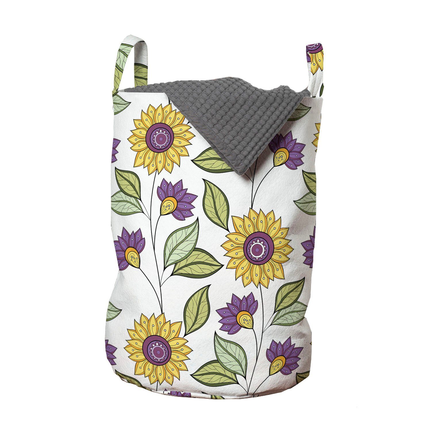 Abakuhaus Wäschesäckchen Wäschekorb mit Griffen Kordelzugverschluss für Waschsalons, Blumen Spring Season Nature Wachstum | Wäschesäcke