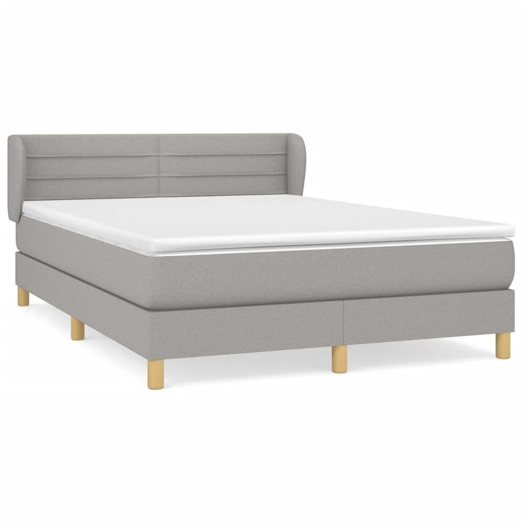 Boxspringbett 140 x 200 cm Boxspringbett mit Matratze Hellgrau 140x200 cm Stoff Bett
