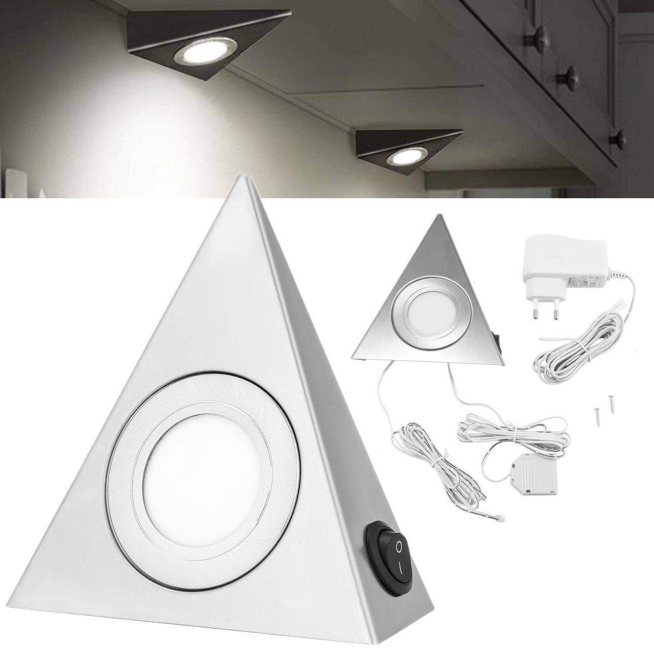 LETGOSPT LED Unterbauleuchte Küchenleuchte ink 3x2W 6000-6500K,  Unterbauleuchte Set, LED fest integriert, Tageslichtweiß, Einbaustrahler,  Küchen-Unterbau-Leuchten