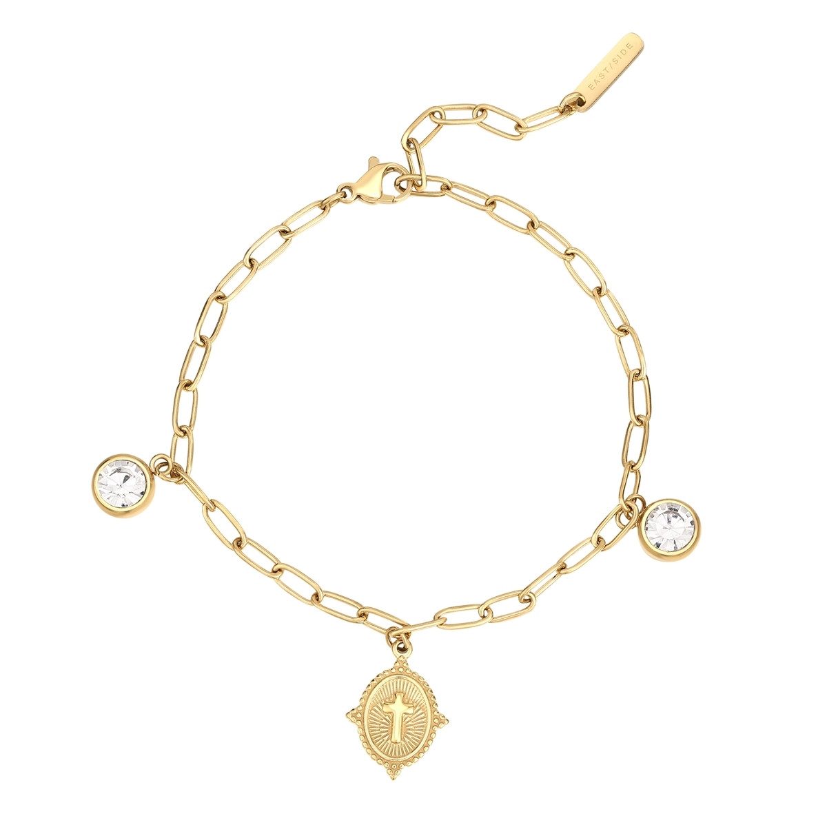 Eastside Edelstahlarmband Kreuz gelbgold, Zirkonia günstig online kaufen
