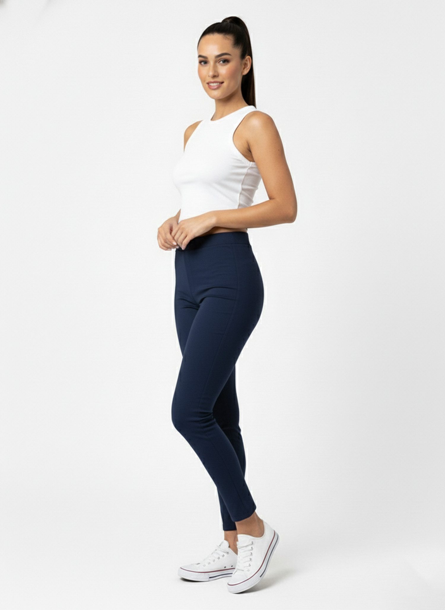 Kendindza Collection Stretch-Hose Skinny Damen Jegging Stretch Stoffhose Hi günstig online kaufen
