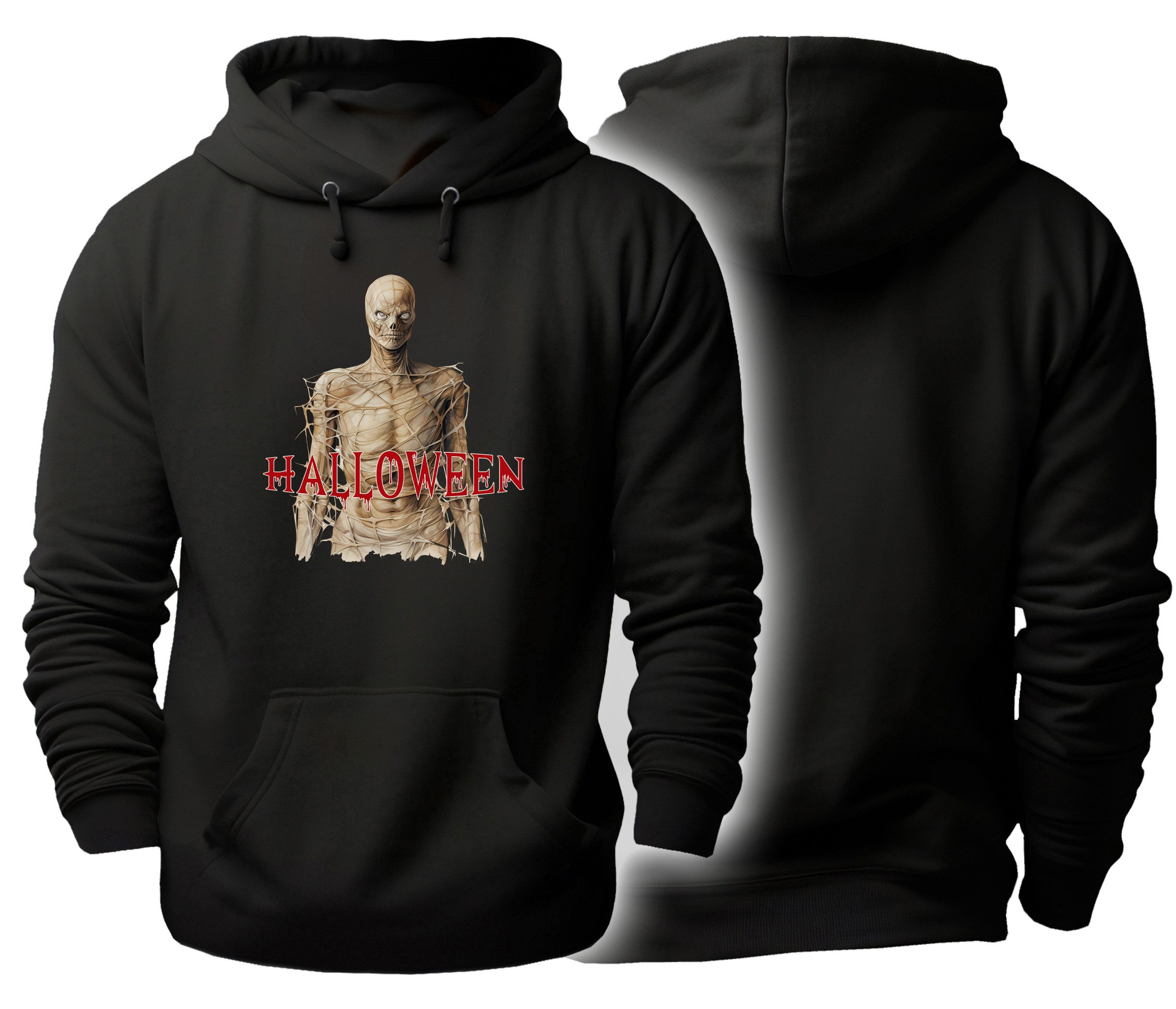 MyDesign24 Hoodie Halloween Kapuzen Pulli - Mumien Skelett Herren und Damen Kapuzensweater - Halloween Hoodie i421