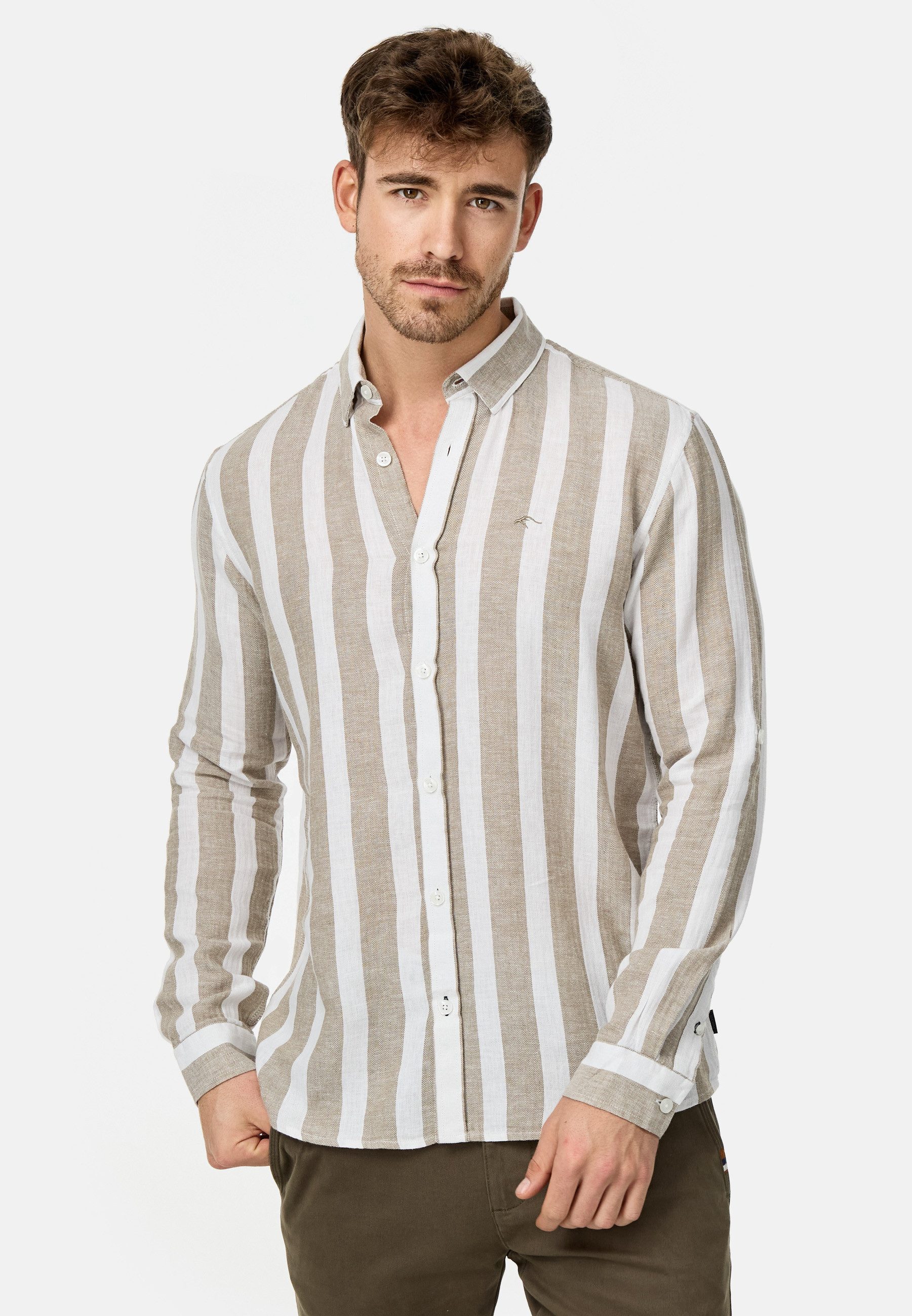 Indicode Langarmhemd Herren Brayden Herrenhemd Langarm mit Button-Down-Krag günstig online kaufen