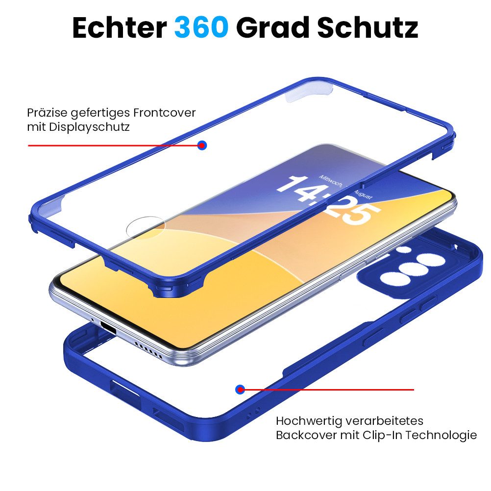 Tec-Expert Handyhülle 360 Grad Hülle für Samsung Galaxy S21 5G 6.2 Zoll, 6.2, Rundum Schutz Cover Case Hülle robust