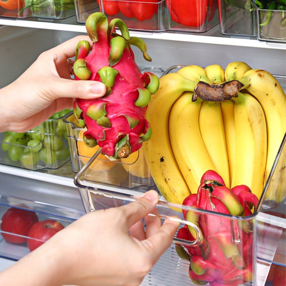 PFCTART Korbeinsatz Kühlschrank-Organizer, Küchen-Organizer, stapelbar, BPA-frei, 6 Stück, Zubehör für für Kühlschrank, Küche & Haushalt, Transparente Aufbewahrungsboxen aus PET