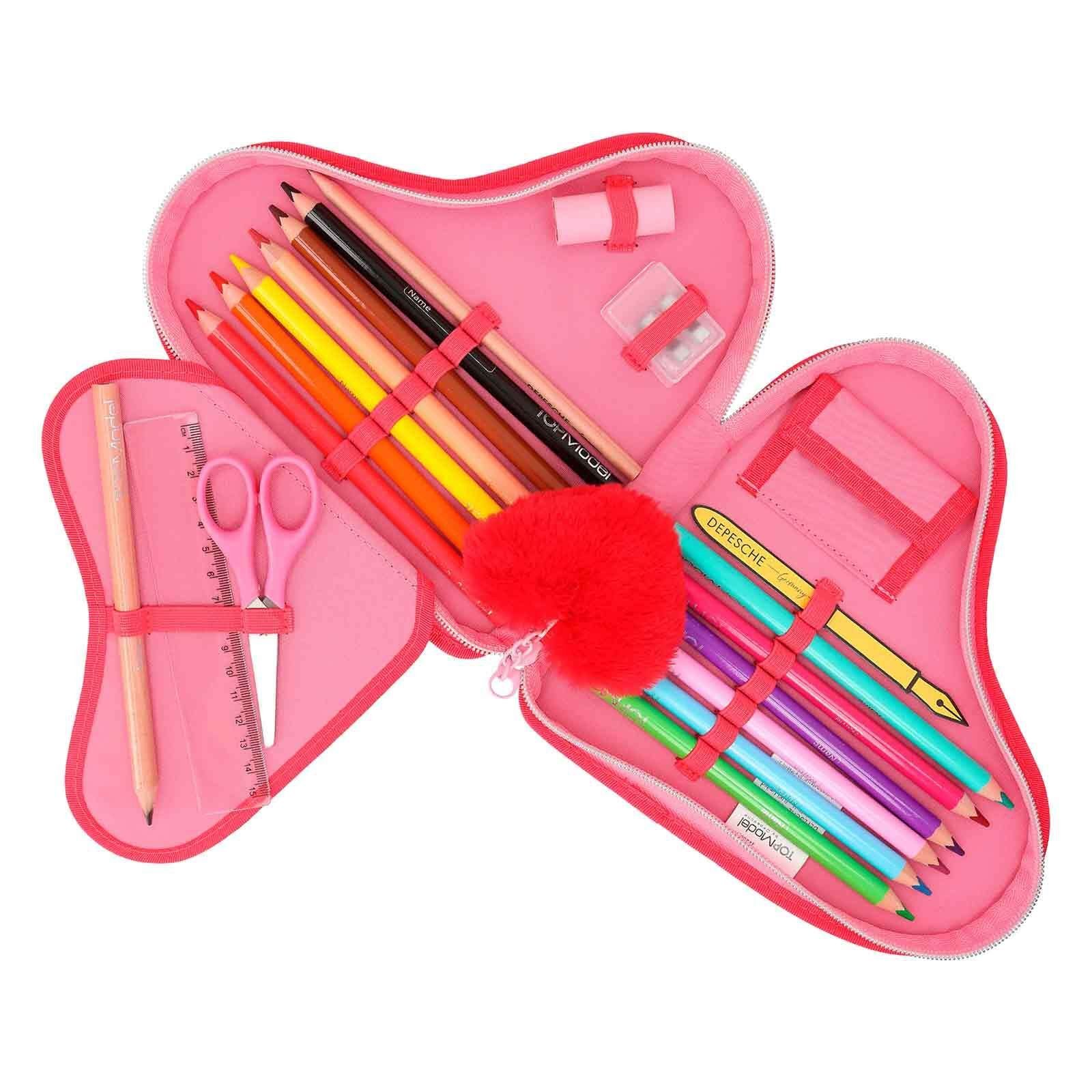 SSKHE Federmäppchen Set Mit Blumenmuster - Inklusive Index-Aufkleber & Schlüsselanhänger