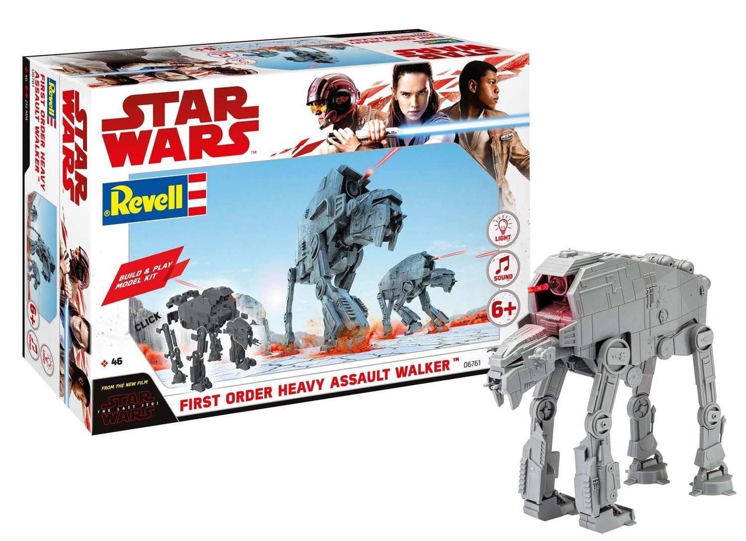 Revell® Modellbausatz Star Wars First Order Heavy Assault Walker Build & Play, Maßstab 1:164, (46-tlg), mit Licht und Sound, ohne Kleben und Lackieren