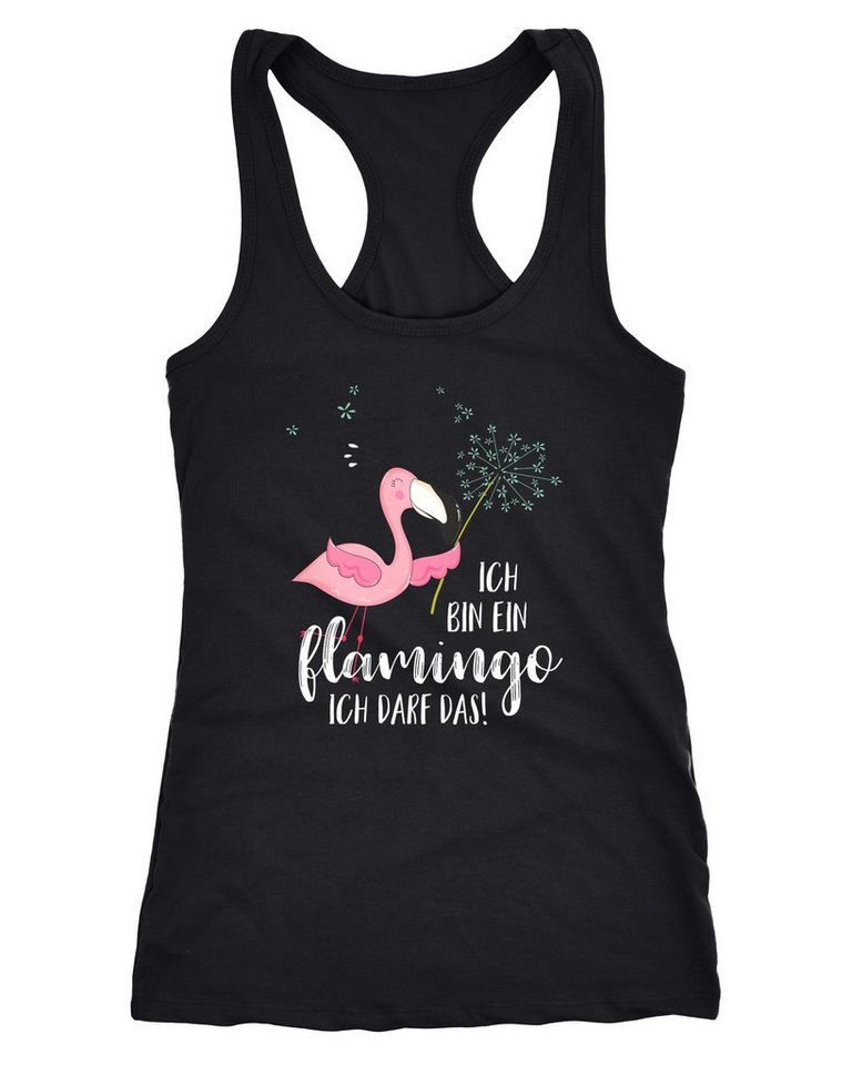 MoonWorks Tanktop Damen Tanktop Flamingo Ich bin ein Flamingo ich darf das Spruch Pusteblume Racerback Moonworks®