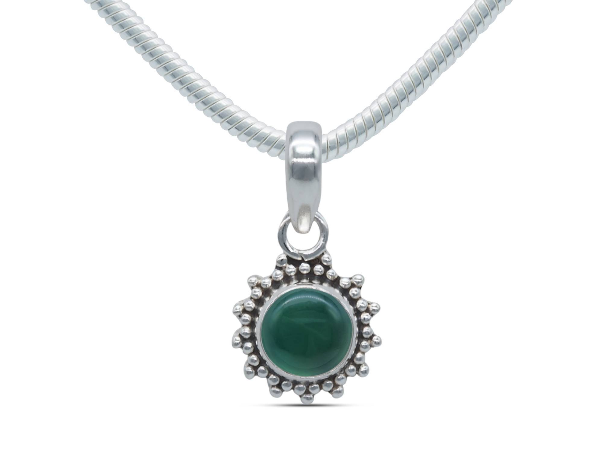Kette mit grünem Onyx Halskette Kettenanhänger 925 Silber 