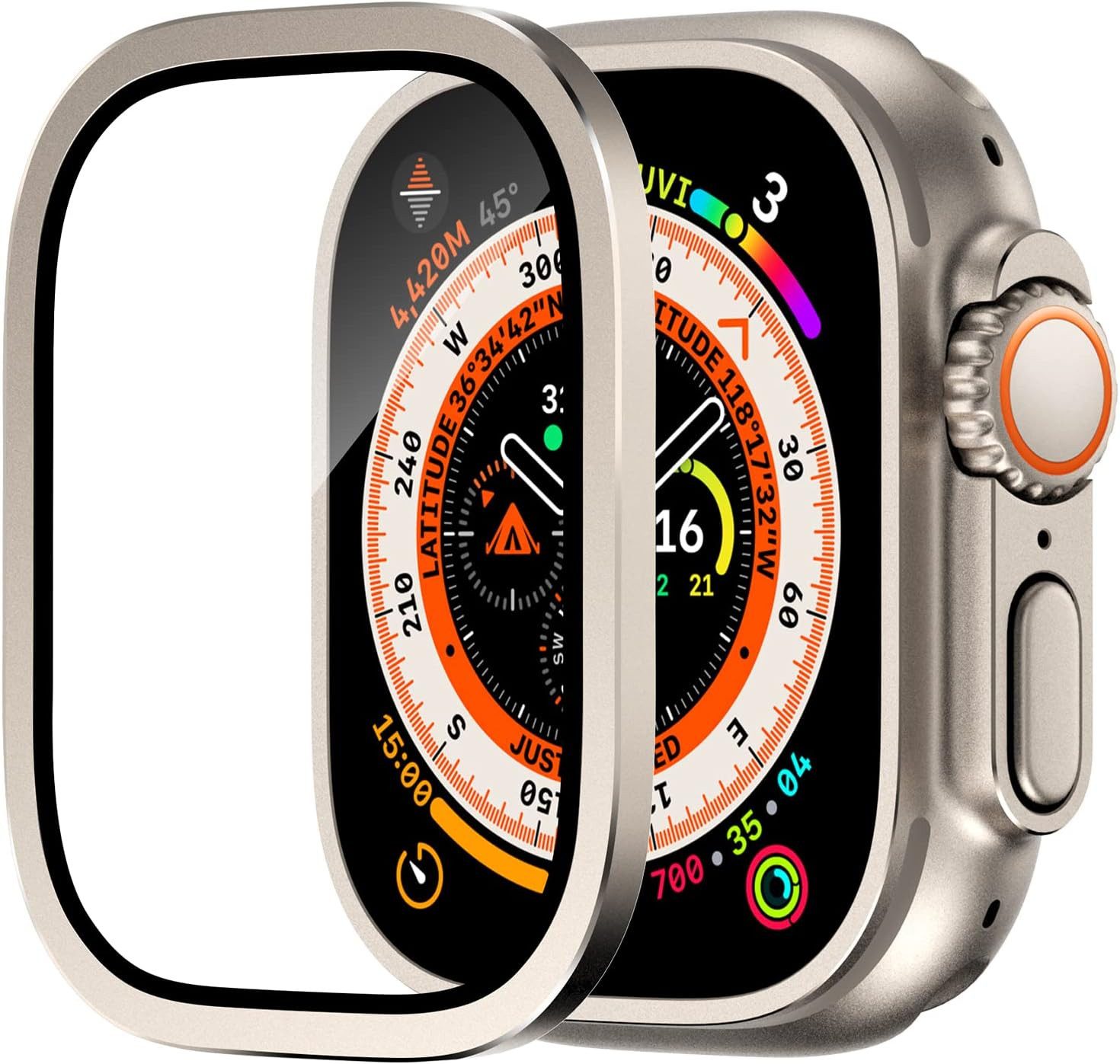 MSM Displayschutzglas 2X Schutzglas für Apple Watch Ultra 2 / Ultra 49mm Panzerfolie Titan