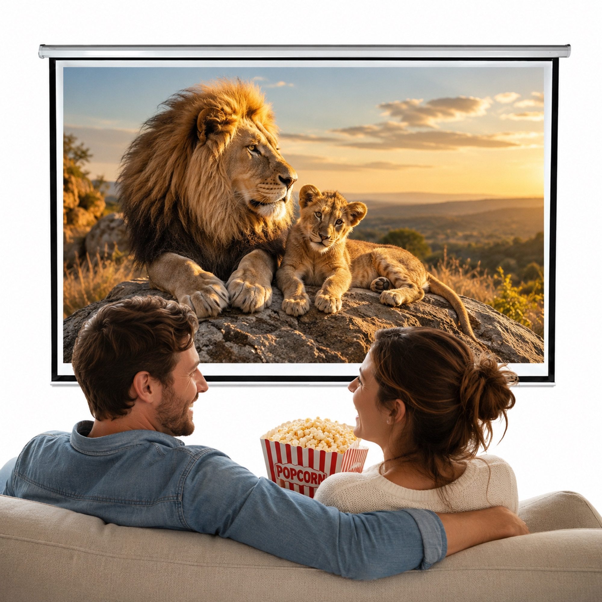 Mucola Beamerleinwand 120" Leinwand 244x182 Beamer FFB Heimkino 16:9 4:3 1:1 Rolloleinwand (Besseres Kontrastverhältnis)