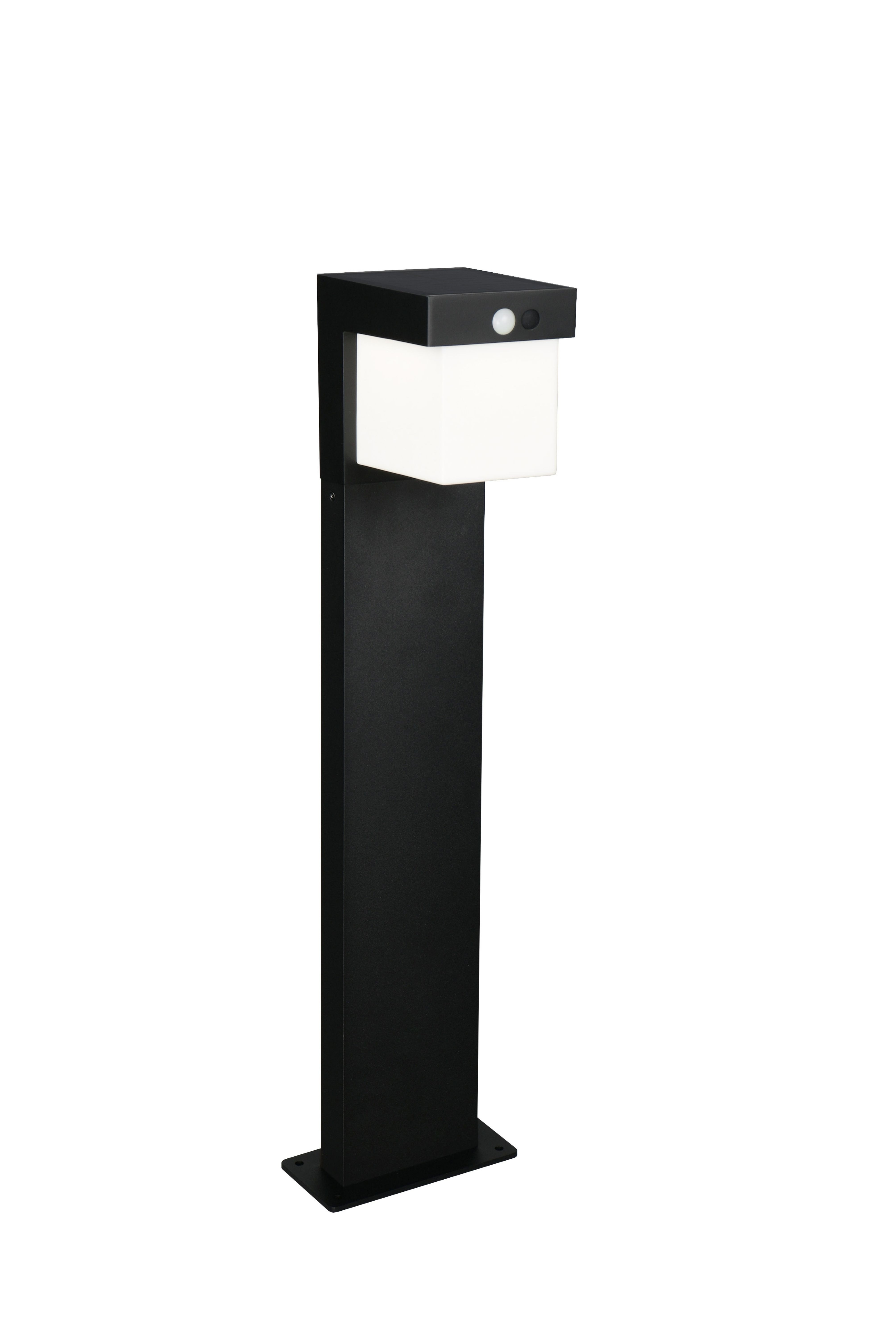 lightling LED Außen-Stehlampe Dexter, Hybrid-Solar-Netzbetrieb, LED fest integriert, neutralweiße Lichtfarbe, 2 Helligkeitsstufen, Dämmerungs- und Bewegungssensor, IP44 Schutz