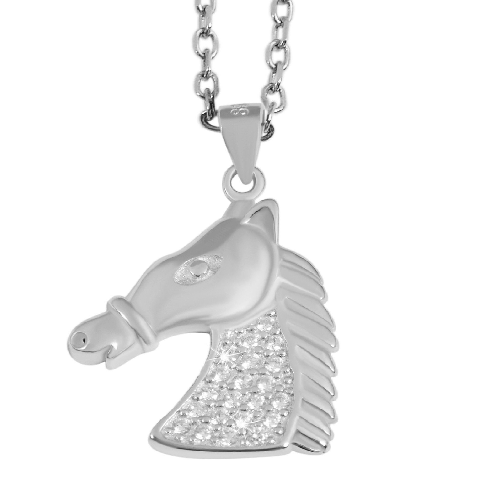 Adelia´s Kettenanhänger Anhänger Pferd aus 925 Silber mit Zirkonia,  Trendiger moderner Schmuck
