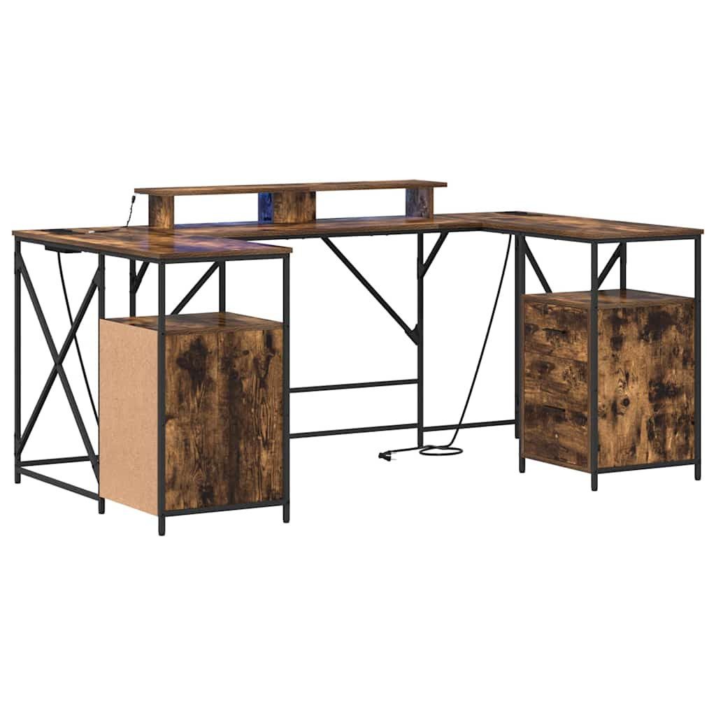 vidaXL Schreibtisch Schreibtisch Geräucherte Eiche Holzwerkstoff (1-St)