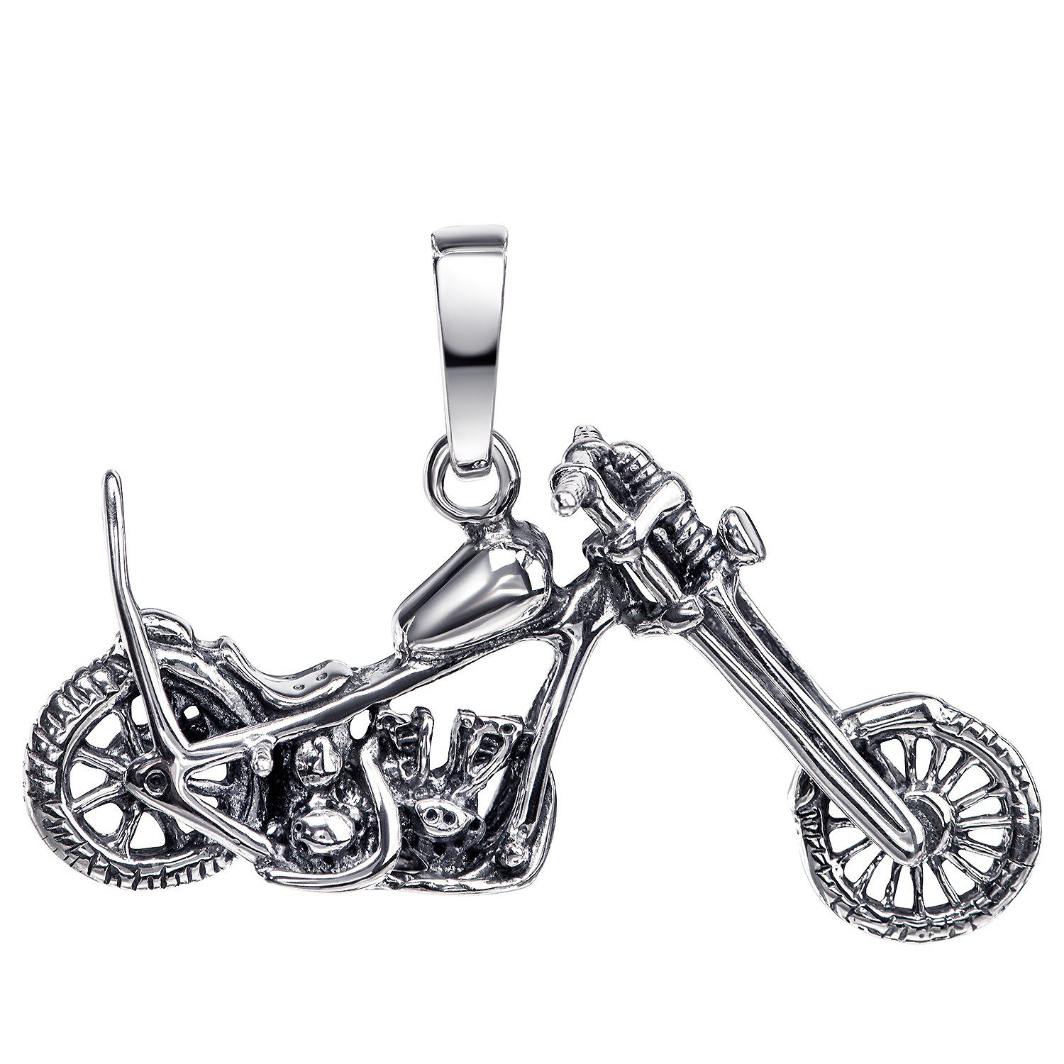 Herren Silber, Motorbike 925 antik massiv Kettenanhänger Materia Silber Sterling Motorrad KA-284, geschwärzt