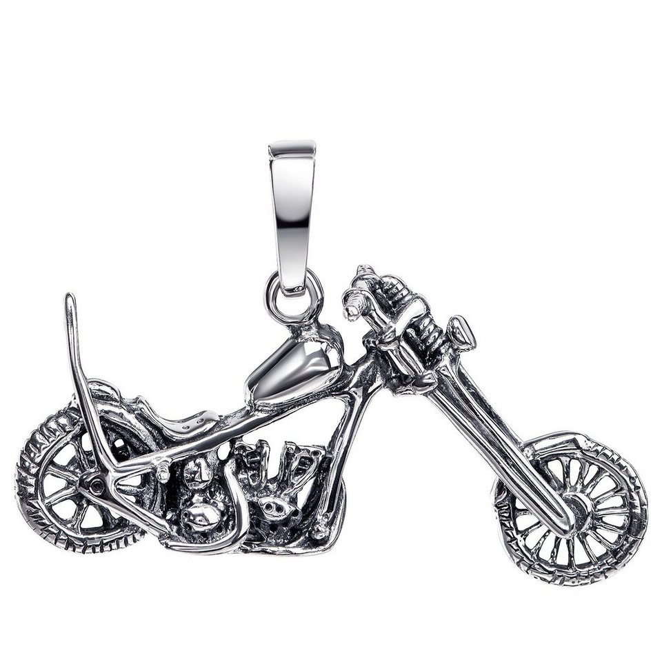 Materia Kettenanhänger Herren Silber Motorrad Motorbike massiv KA-284, 925  Sterling Silber, antik geschwärzt
