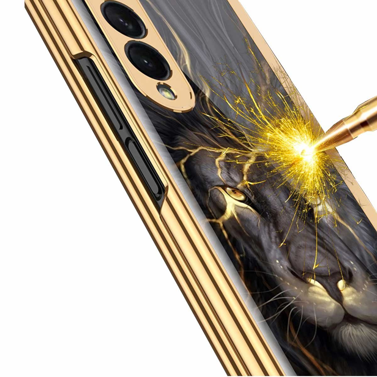 Wigento Handyhülle Für Samsung Galaxy Z Fold7 5G Lackiert Design Cover Handy Hülle Löwe