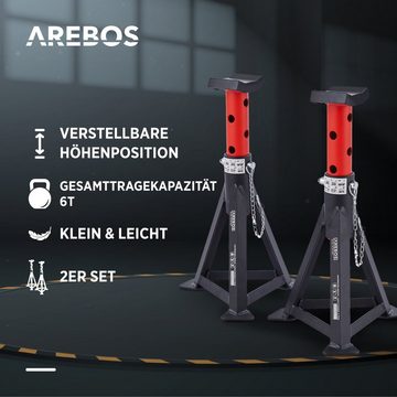 Arebos Unterstellbock Wagenheber Autoheber 3T mit Sicherungssplint und Gummiauflagen, (2er Set)