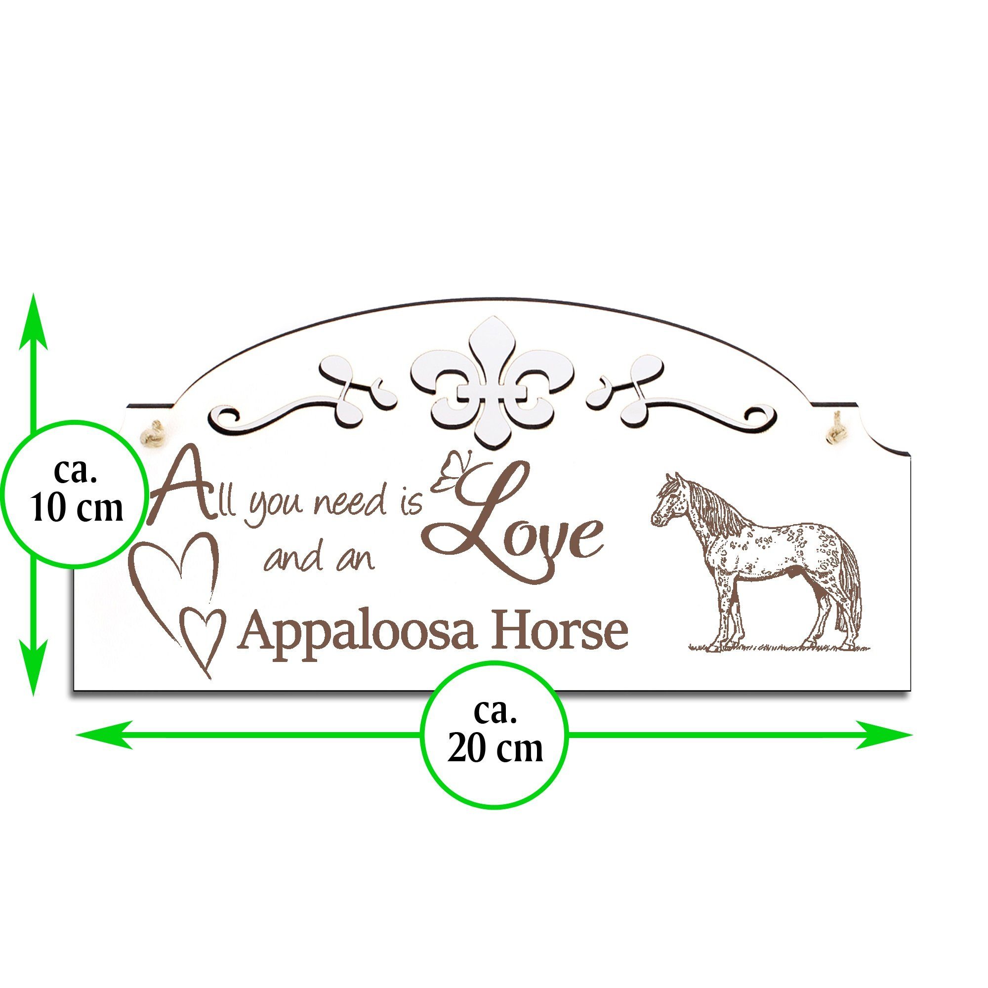 Deko Pferd Love Dekolando 20x10cm Hängedekoration need Appaloosa you All is