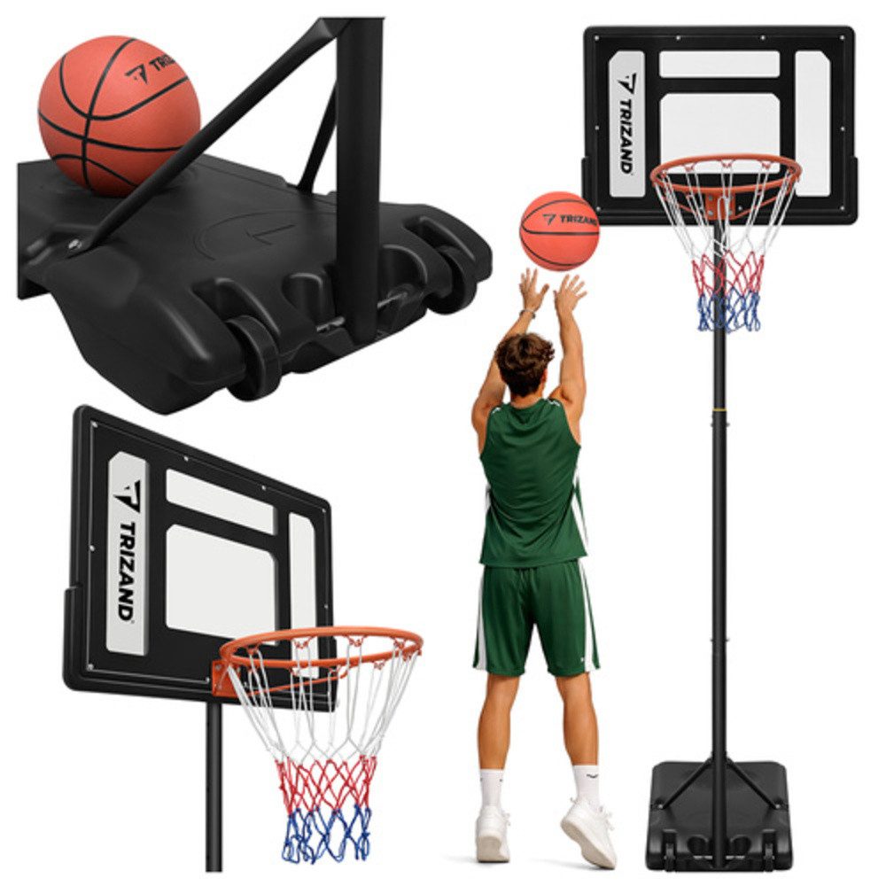 Trizand Basketballkorb Verstellbarer Basketballkorb mit Ballfuß (Spar-Set, 1-St., Höhenverstellung 135–305 cm), flexible Felgenhöhe lässt sich je nach Modell auf bis zu 305 cm