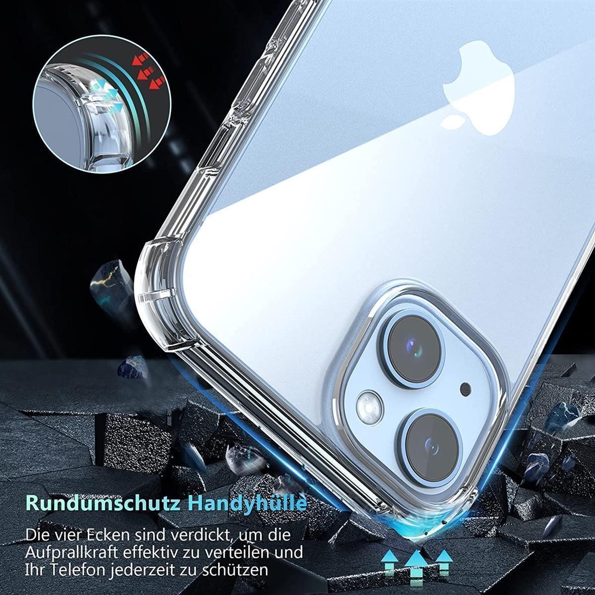 Wisam Smartphone-Hülle Wisam® Apple iPhone 14 Pro 6.1" Anti Shock Silikon Case Clear Hülle 15,49 cm (6,1 Zoll) – Bild 4 von 5