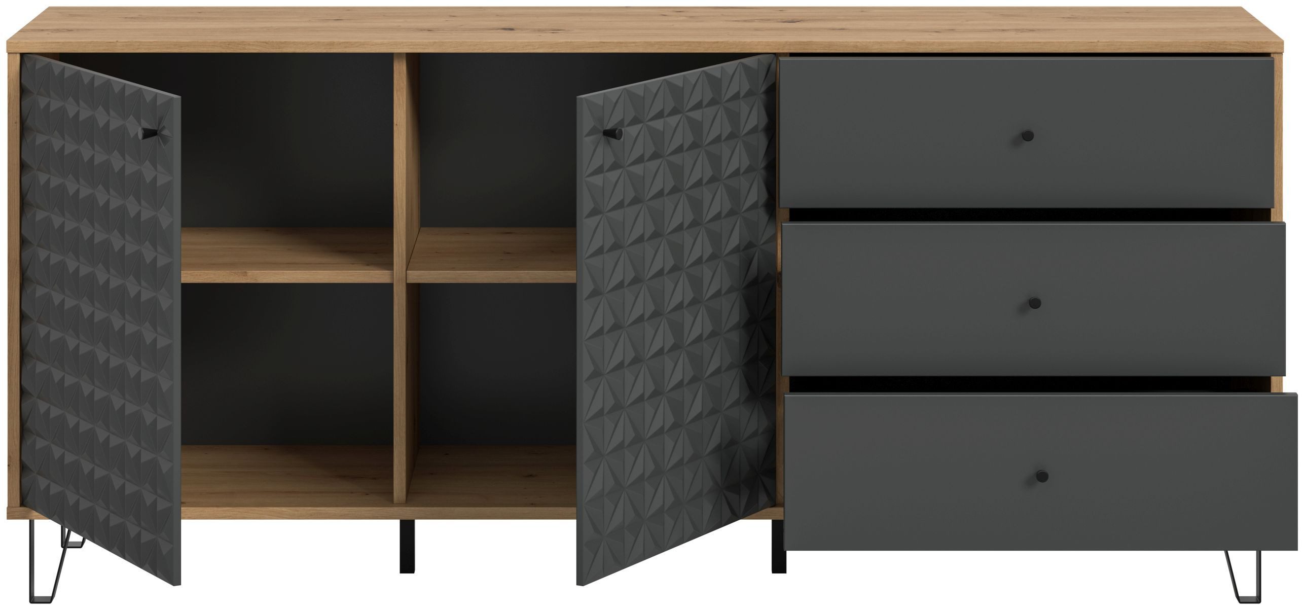 xonox.home Sideboard, in Artisan Oak Nachbildung / anthrazit matt B/H/T: 170 x 76 x 40 cm