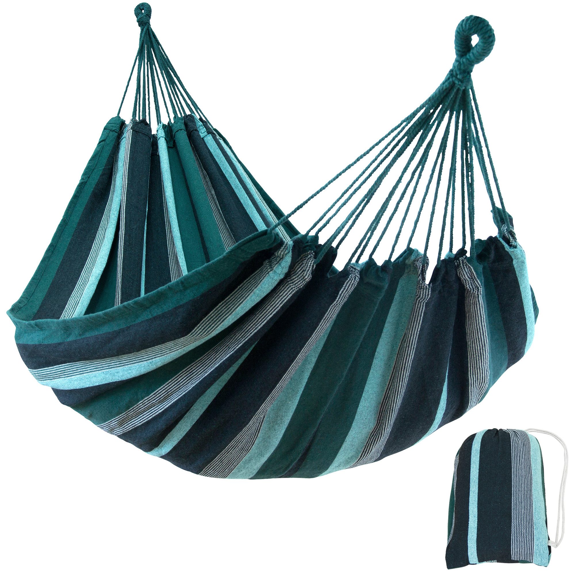 yourGEAR Hängematte Maui Smaragd Hängematte 200x120cm 240 kg Baumwolle Tuchhängematte