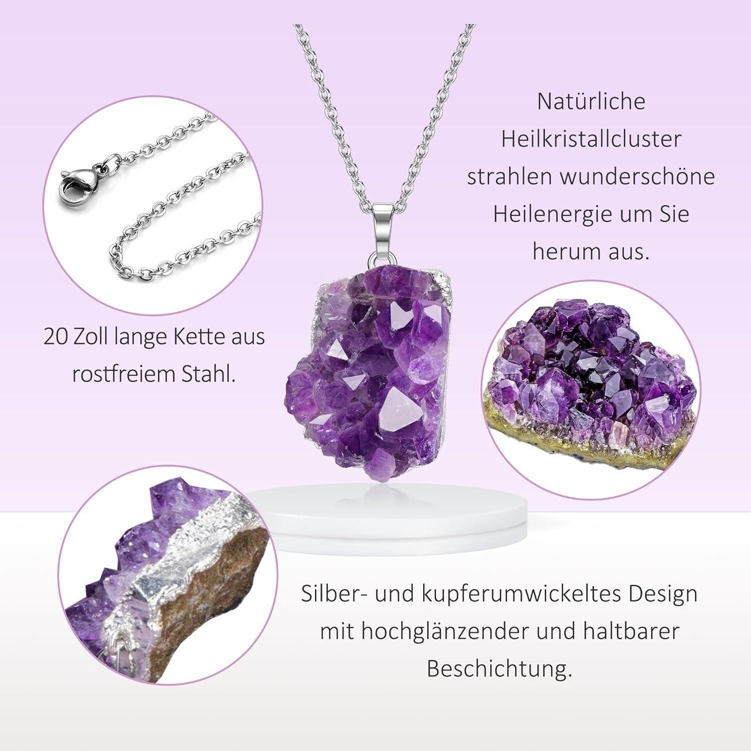 LuxusKollektion Kristallanhänger Amethyst Druse Halskette Natürliche Kristallcluster Anhänger Frauen