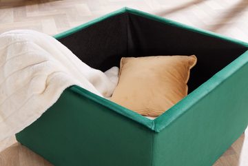 riess-ambiente Sitzhocker MODERN BAROCK 60cm smaragdgrün (Einzelartikel, 1 St), Wohnzimmer · Samt · mit Stauraum · eckig · Polsterung · Chesterfield