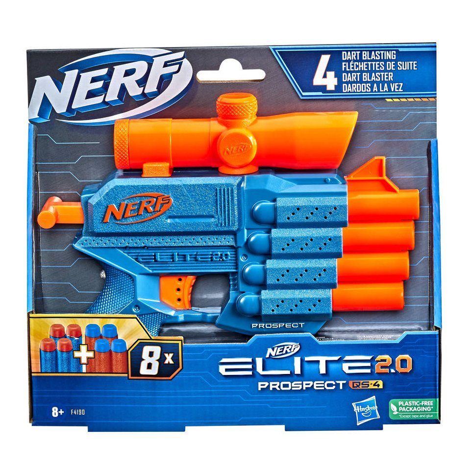 Hasbro Blaster Nerf Elite 2.0 Prospect QS-4 - 4 Schuss Blaster, Eine Pistole, vierfacher Spaß!