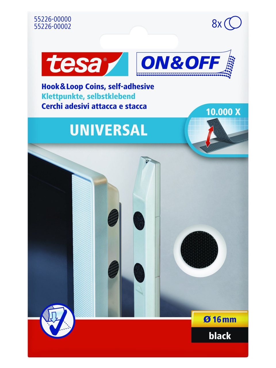 tesa Klebehaken tesa On & Off Klettpunkt Ø 16mm, schwarz