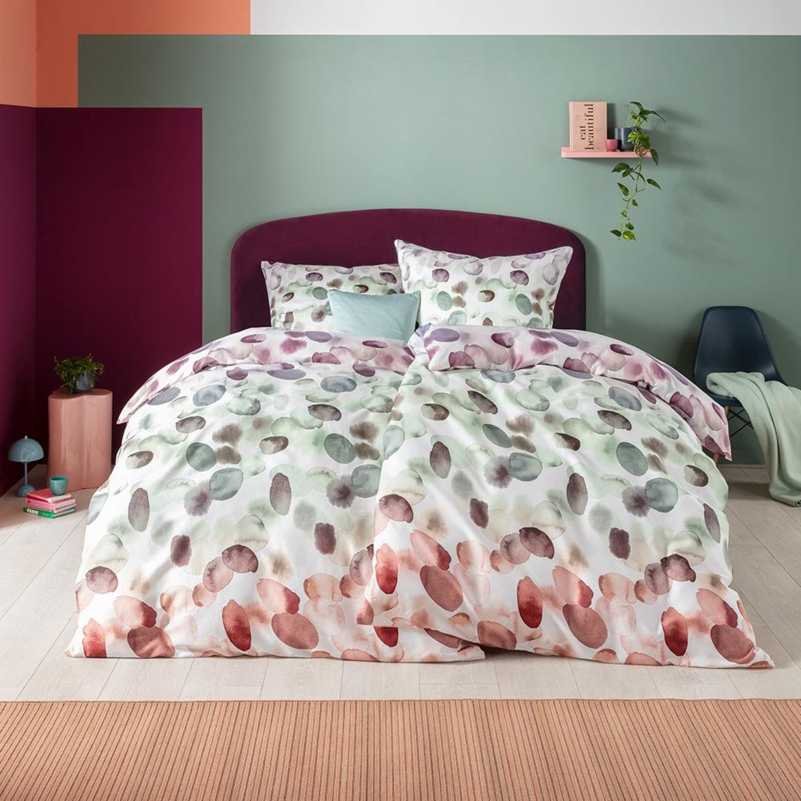 Estella Bettwäsche Estella Mako-Satin Bettwäsche 200x200 Millie Steine Ovale natur bunt, Mako-Satin, 3 teilig, für Sommer und Winter