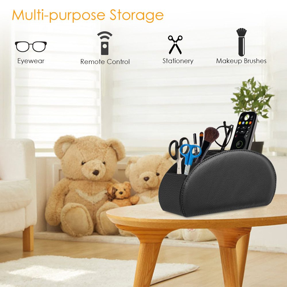 Fintie Fernbedienungshalter mit 5 Taschen Universal-Halterung für TV DVD Klimaanlage Fernbedienung, (Handy Brille Kosmetik Parfüm make up Organizer Kunstleder S – Bild 3 von 5