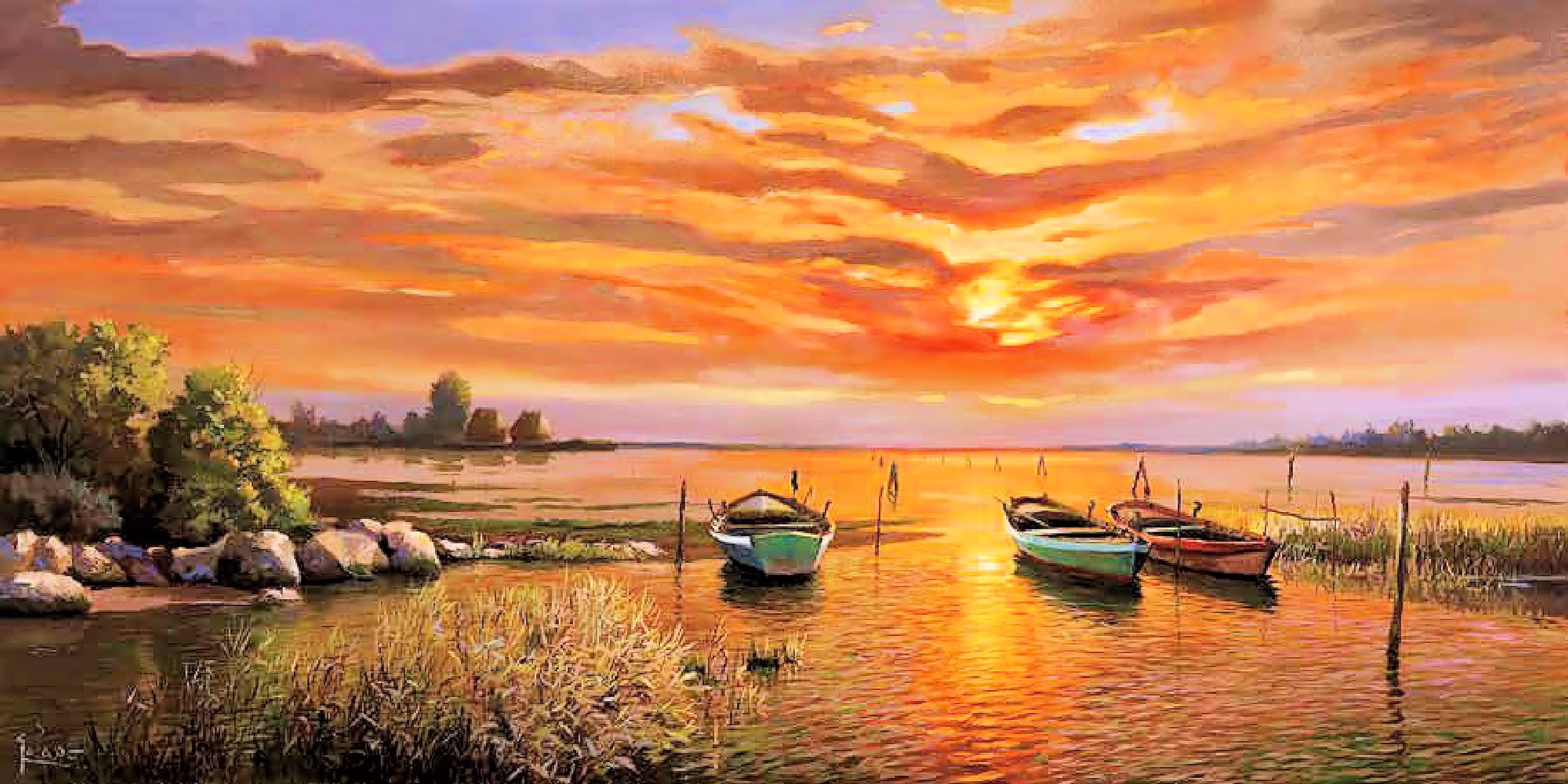 Home affaire Kunstdruck »ADRIANO GALASSO / Laguna al tramonto«, (1 Stück)-Otto