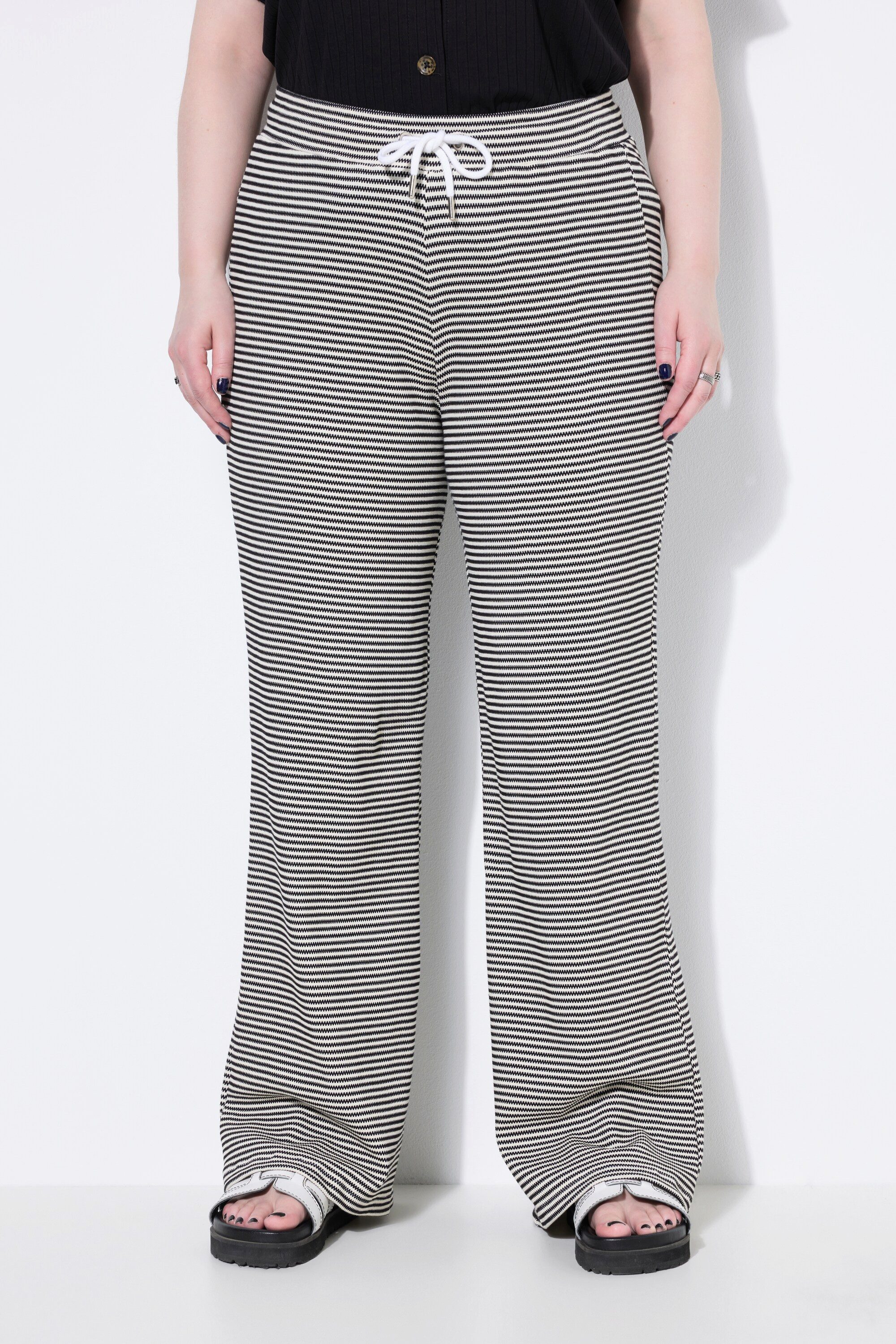 Studio Untold Schlupfhose Hose Straight Legs Strukturjersey mit Ringeln günstig online kaufen