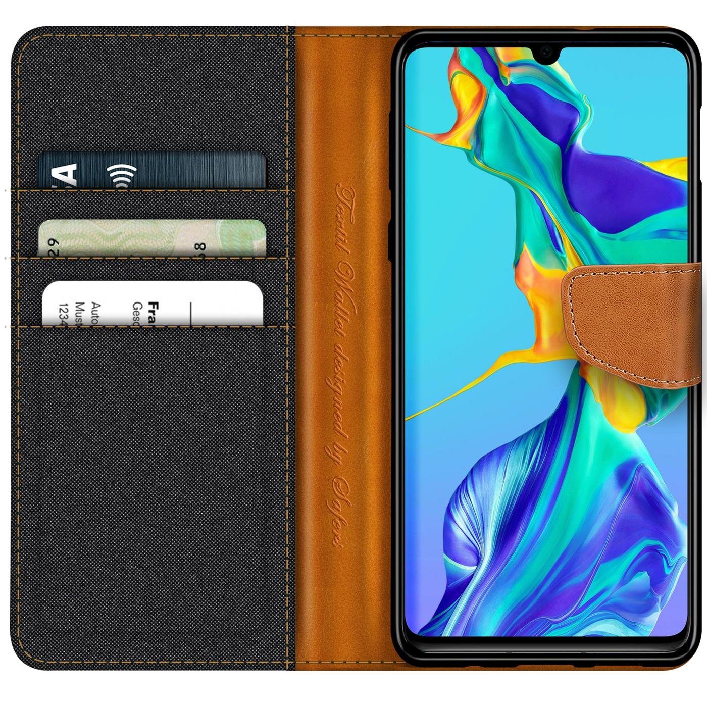 CoolGadget Handyhülle Denim Schutzhülle Flip Case für Huawei P30 6,1 Zoll, Book Cover Handy Tasche Hülle für P30 Klapphülle