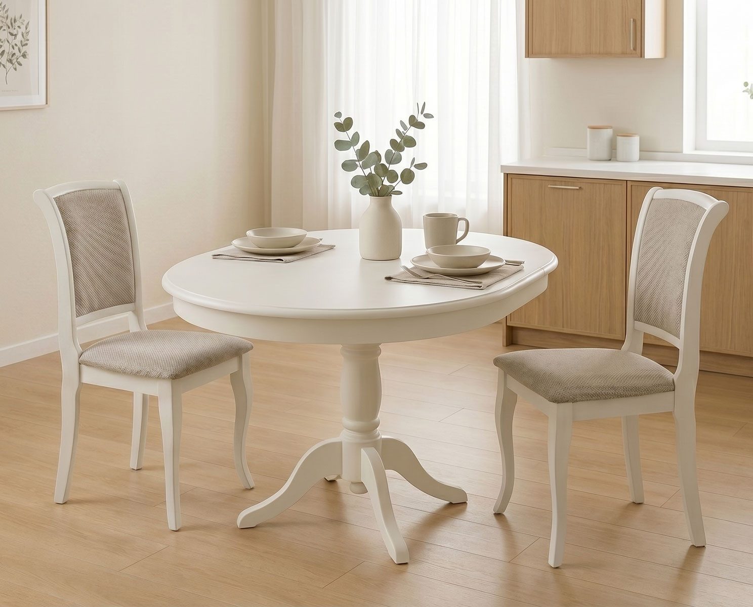 Feldmann-Wohnen Esszimmerstuhl Olivia (2 St), 2er Set weiß / beige