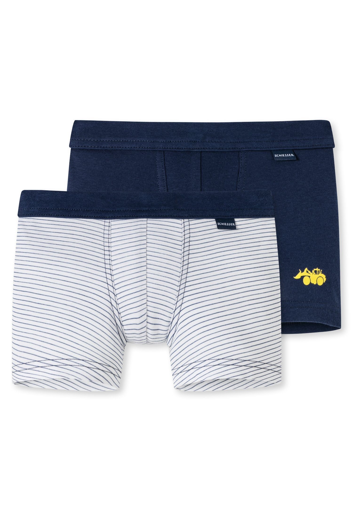 Schiesser Boxershorts (2er-Pack) mit breitem Softbund dunkelblau weiß