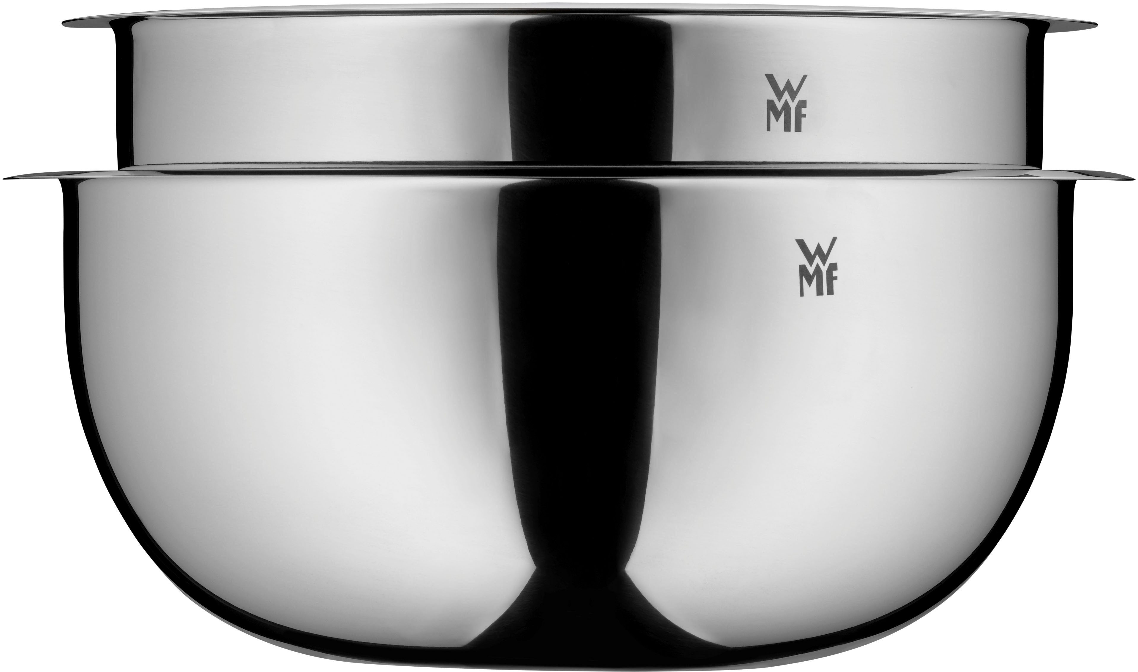 WMF Schüssel Gourmet, Edelstahl 18/10, (Set, 2-tlg), 360° Schüttrand, tropffreies Ausgießen, vielseitig, stapelbar