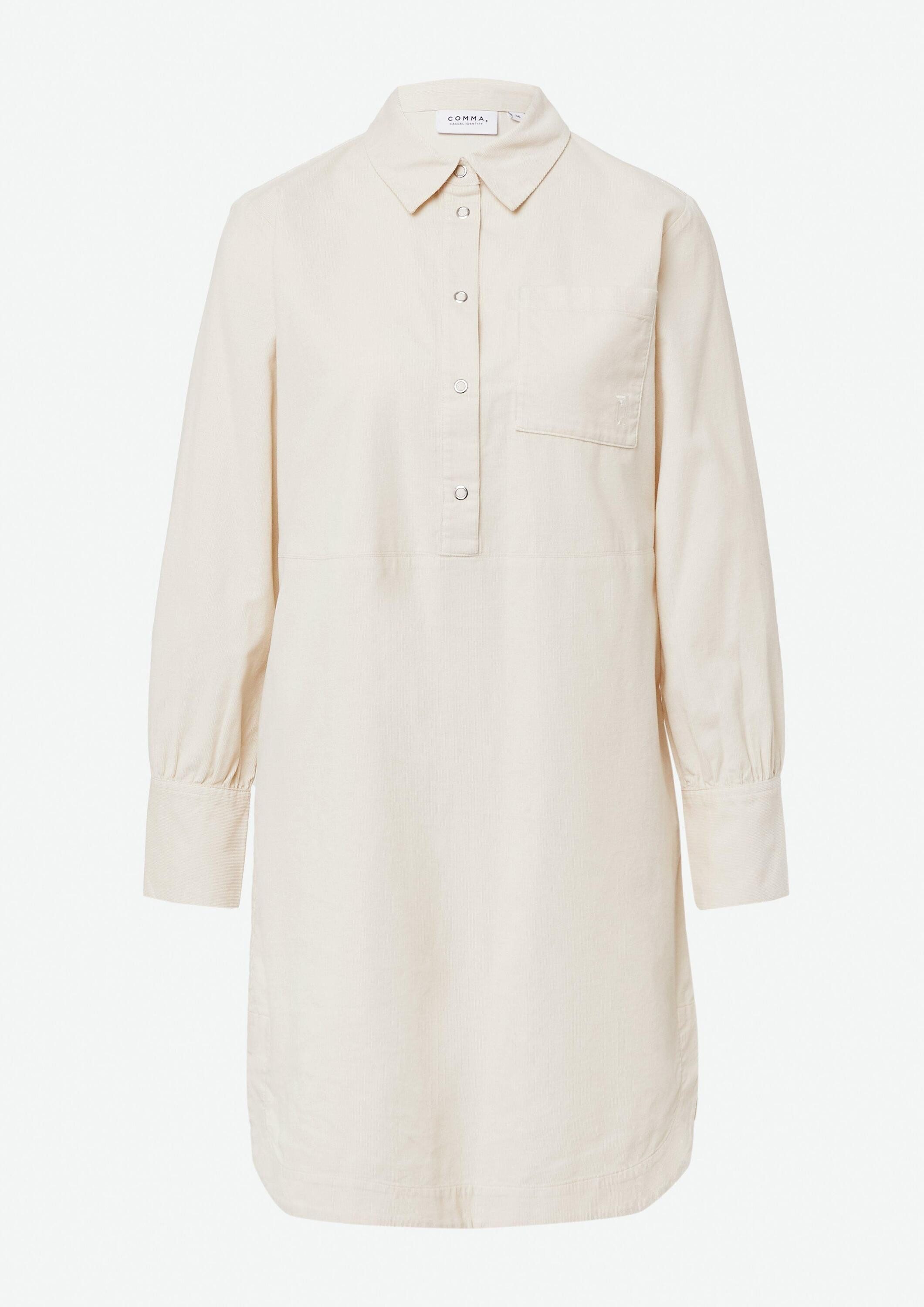 comma Minikleid Kleid Hemdblusenkleid aus Feincord