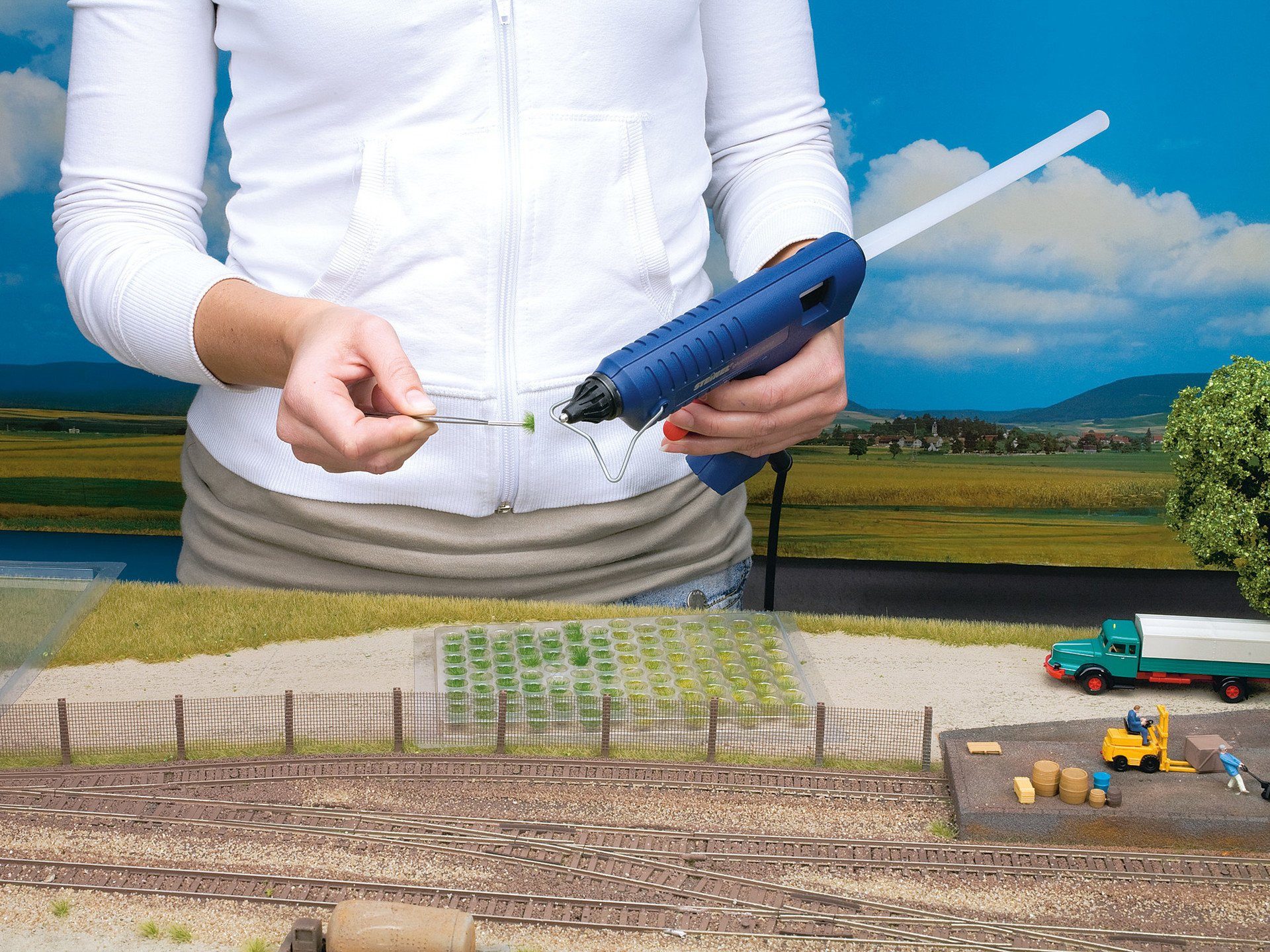 NOCH Modelleisenbahn-Streumaterial Grasbüschel Mini-Set XL „blühend“, 9 mm mit gelben, Gras-Dekoration