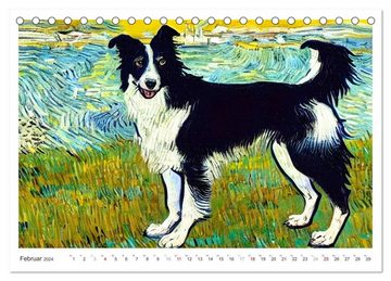 CALVENDO Wandkalender Hundekunst (Tischkalender 2024 DIN A5 quer), CALVENDO Monatskalender