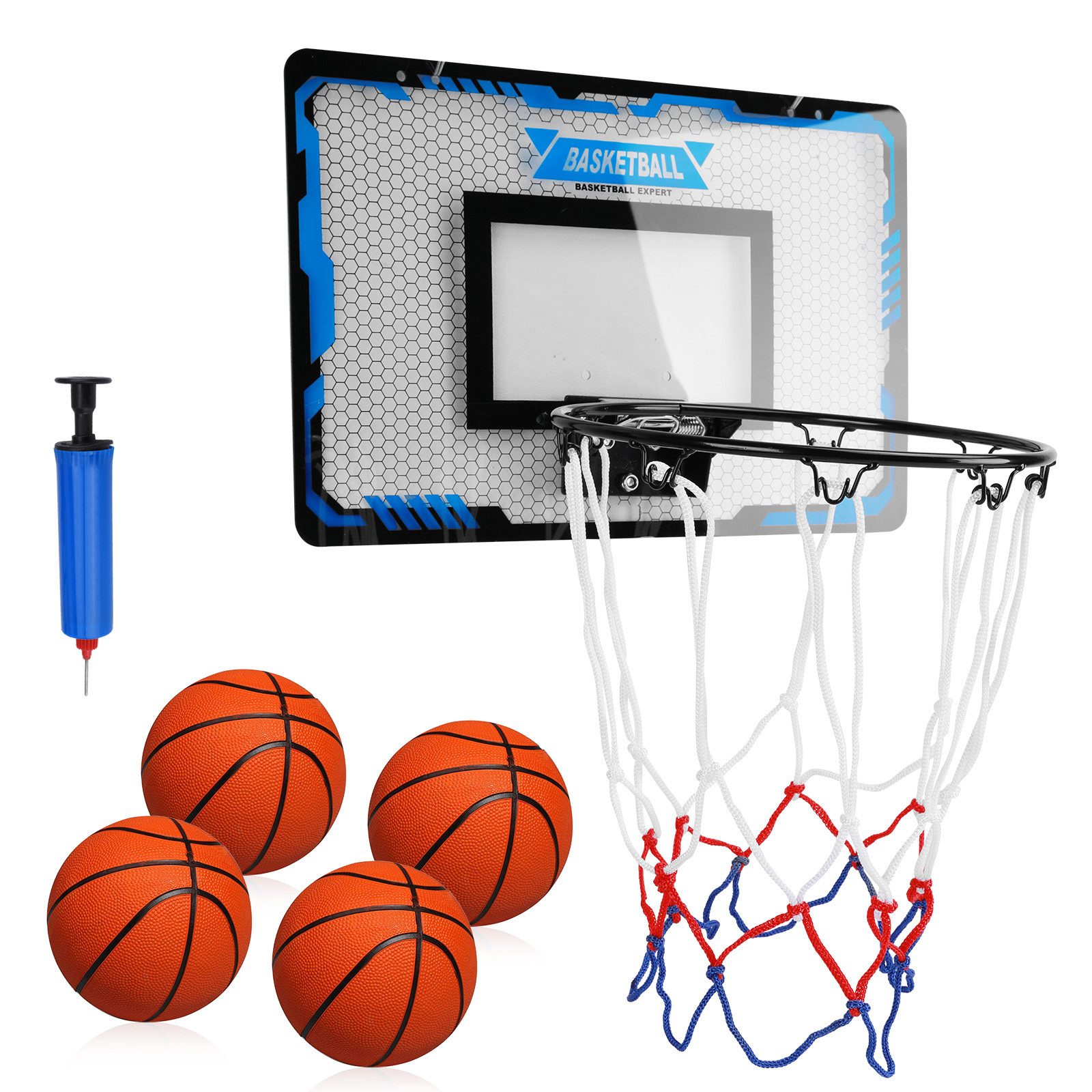 BlingBin Basketballkorb Mini Basketballkorb Zimmer mit 4 Basketball (1er Set, 1-St., Basketball Korb mit 4 Bällen), Basketball Set Geeignete Geschenke für Jungen Blau